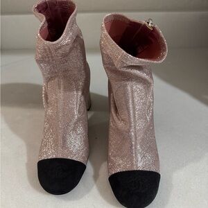 Chanel Pink and Black Women's Ankle Boots 36.5